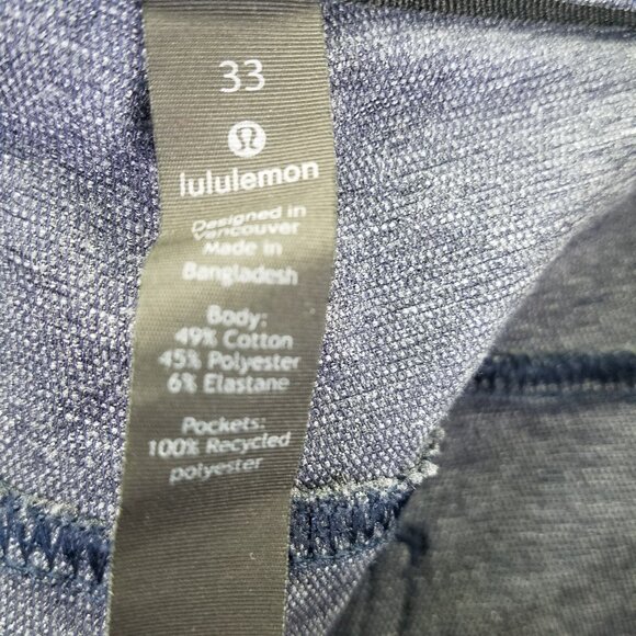 Lululemon ABC Pant Skinny Tech Men's 33 X 27 Blue Chambray Woven Stretch LM5983S - Picture 13 of 16